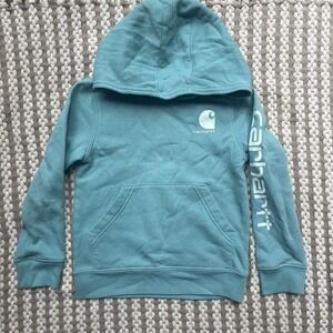 Carhartt Hoodie Girls Blue Teal Size 6 Sweatshirt School Outdoors Warm Trendy